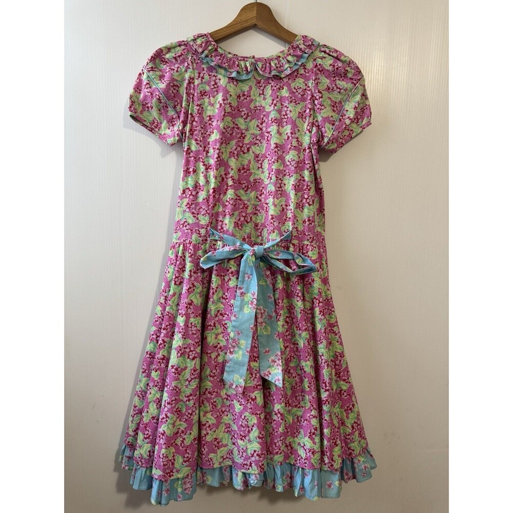 Vintage Mousefeathers Saks Fifth Avenue Pink Floral Dress Cottage Girls Sz 12